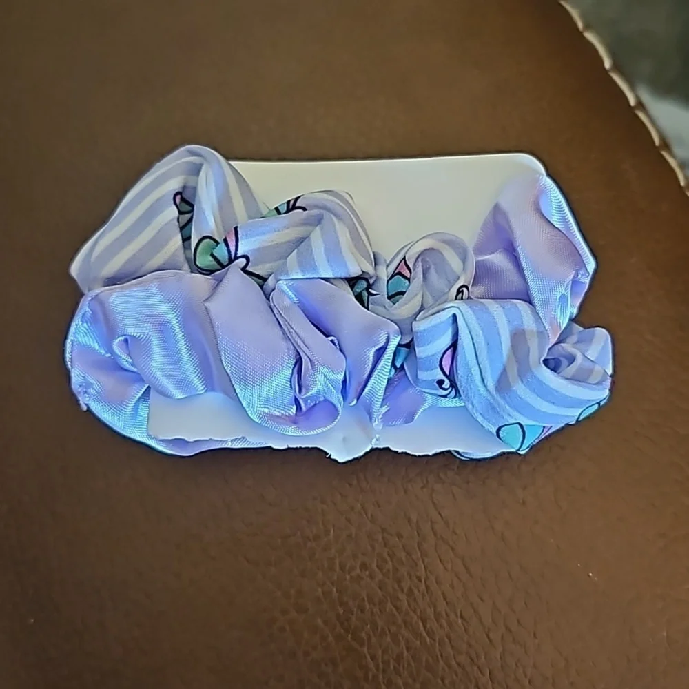 3/$20 Baby Blue Hair Bow Scrunchies and Small Beaded Barrette